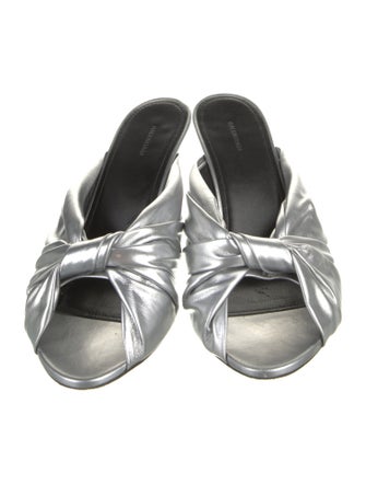 Balenciaga Leather Pleated Accents Slides