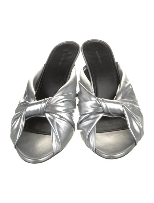 Balenciaga Leather Pleated Accents Slides