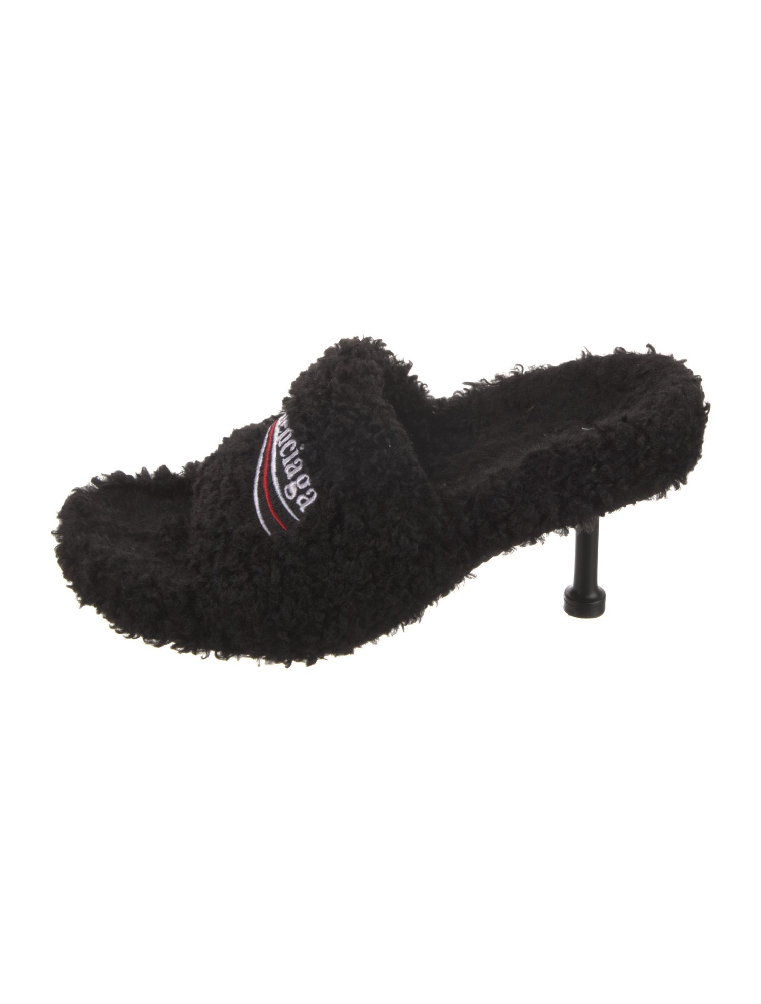 Balenciaga Faux Fur Printed Slides