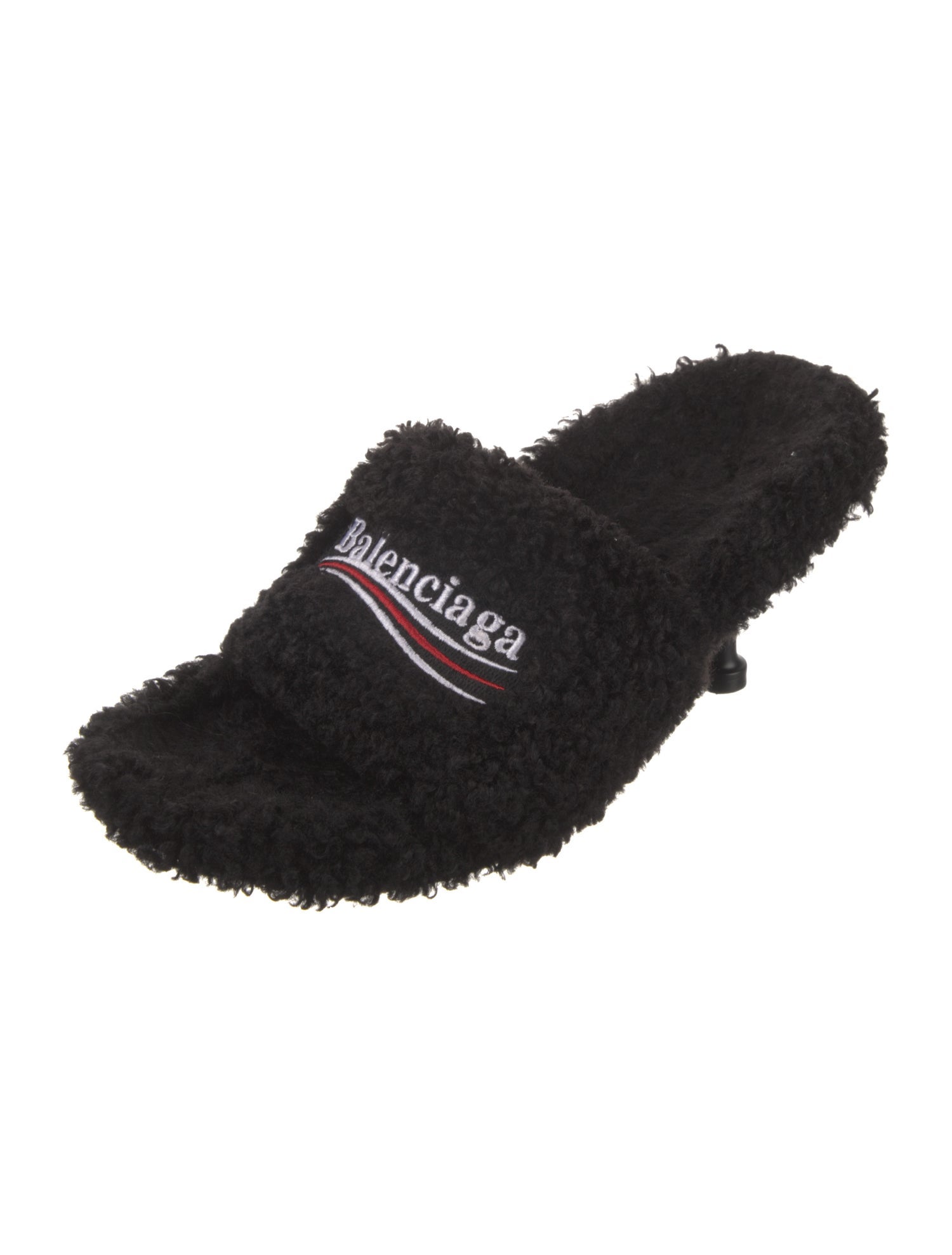 Balenciaga Faux Fur Printed Slides