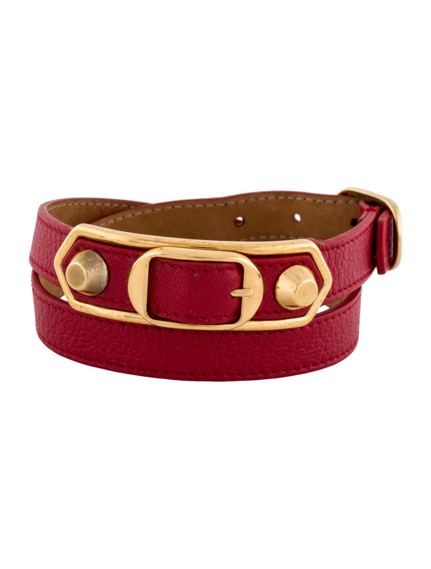 Balenciaga Leather Textured Wrap Bracelet