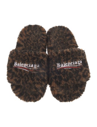 Balenciaga Fur Printed Slides