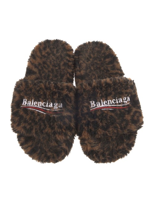 Balenciaga Fur Printed Slides