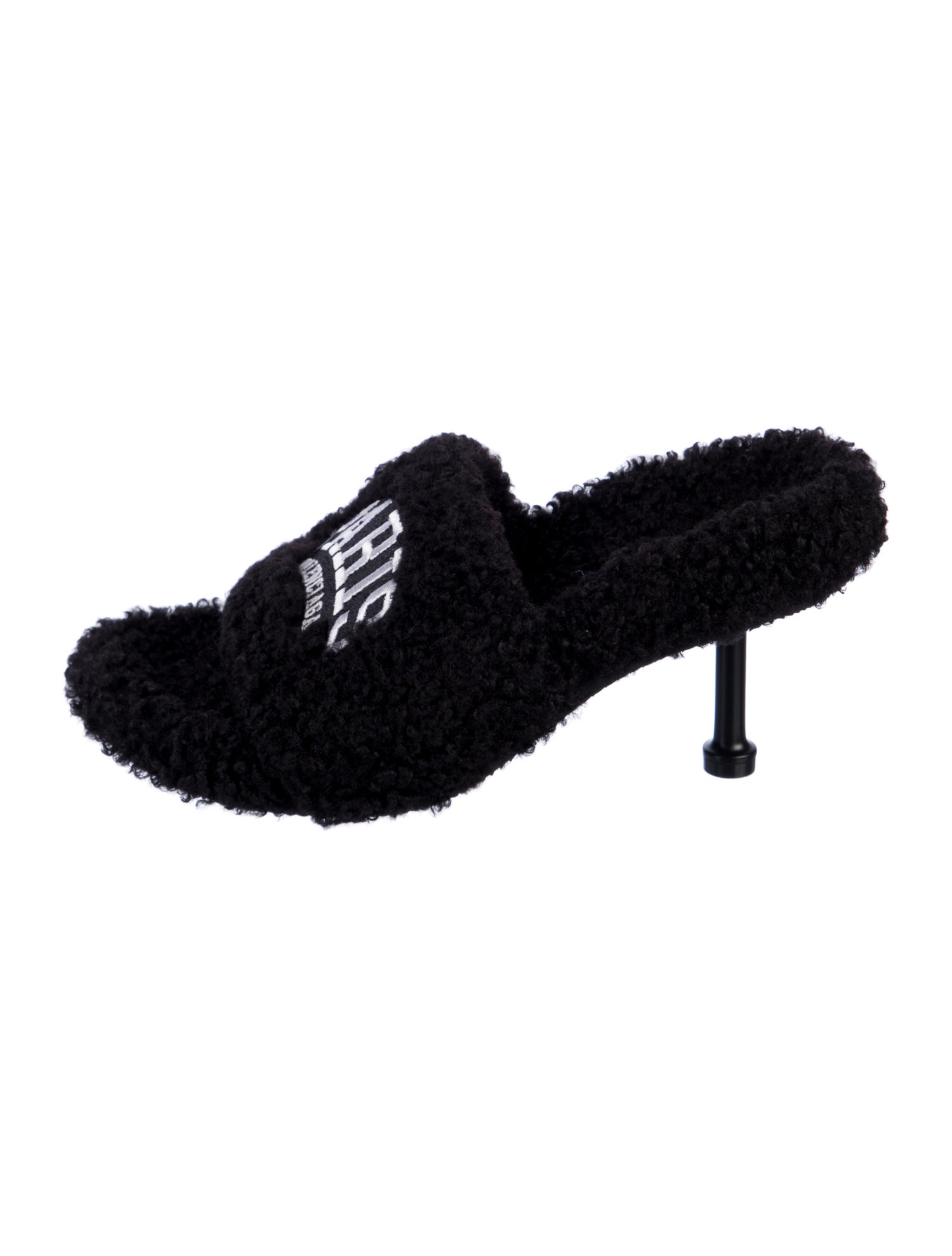 Balenciaga Shearling Printed Slides w/ Tags