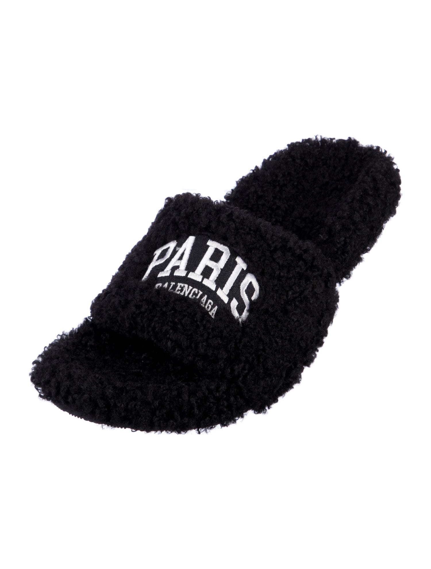 Balenciaga Shearling Printed Slides w/ Tags
