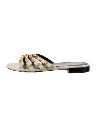 Balenciaga Leather Studded Accents Slides