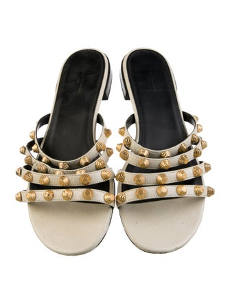 Balenciaga Leather Studded Accents Slides