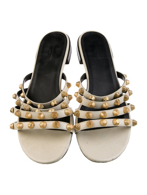 Balenciaga Leather Studded Accents Slides
