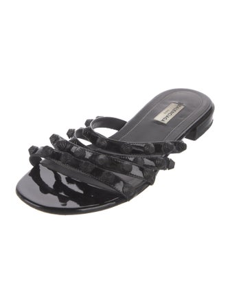 Balenciaga Patent Leather Studded Accents Slides