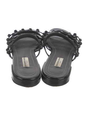 Balenciaga Patent Leather Studded Accents Slides