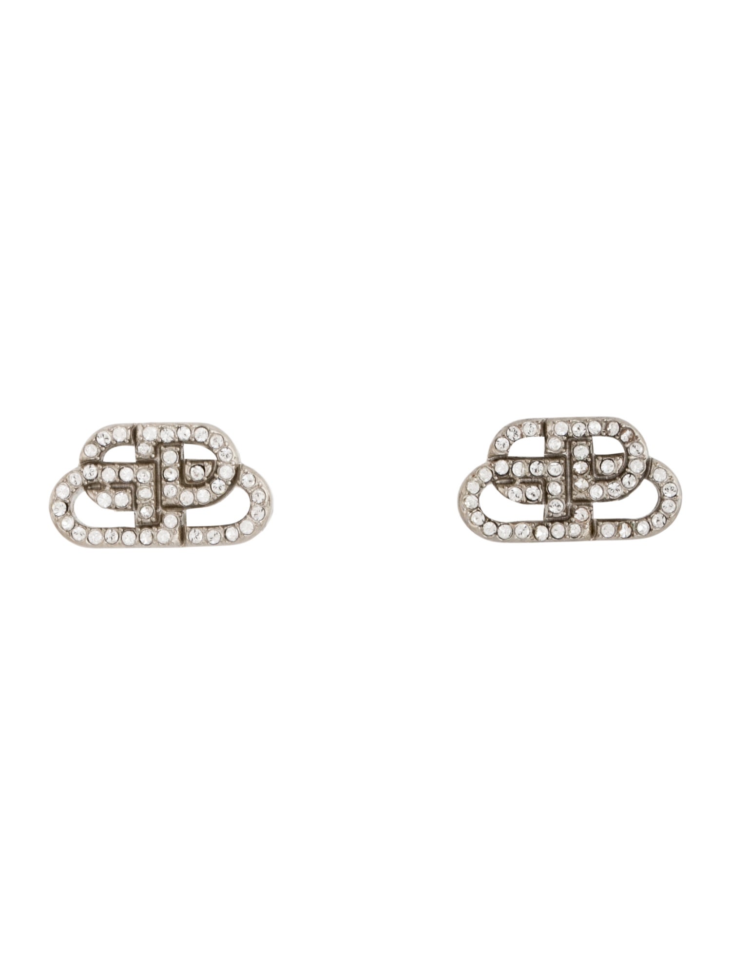 Balenciaga Crystal BB Stud Earrings