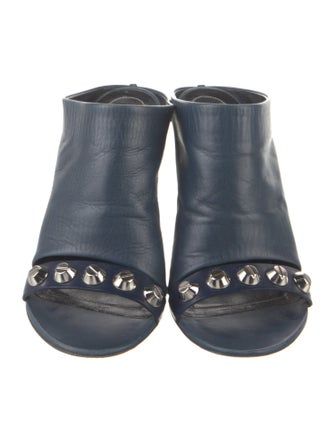 Balenciaga Leather Studded Accents Slides