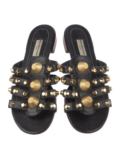 Balenciaga Leather Studded Accents Slides