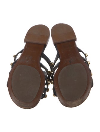 Balenciaga Leather Studded Accents Slides