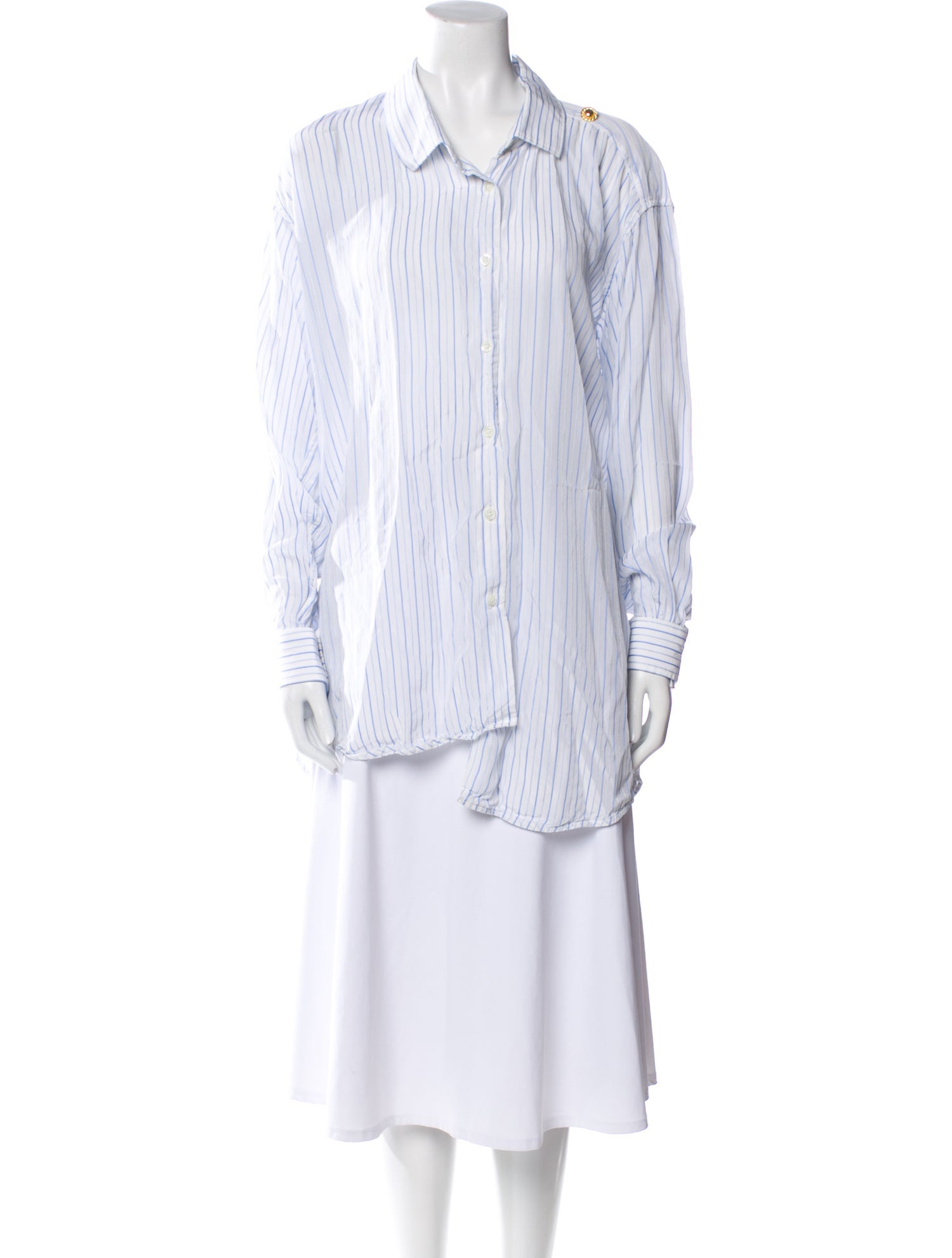 Balenciaga 2017 Striped Button-Up Top