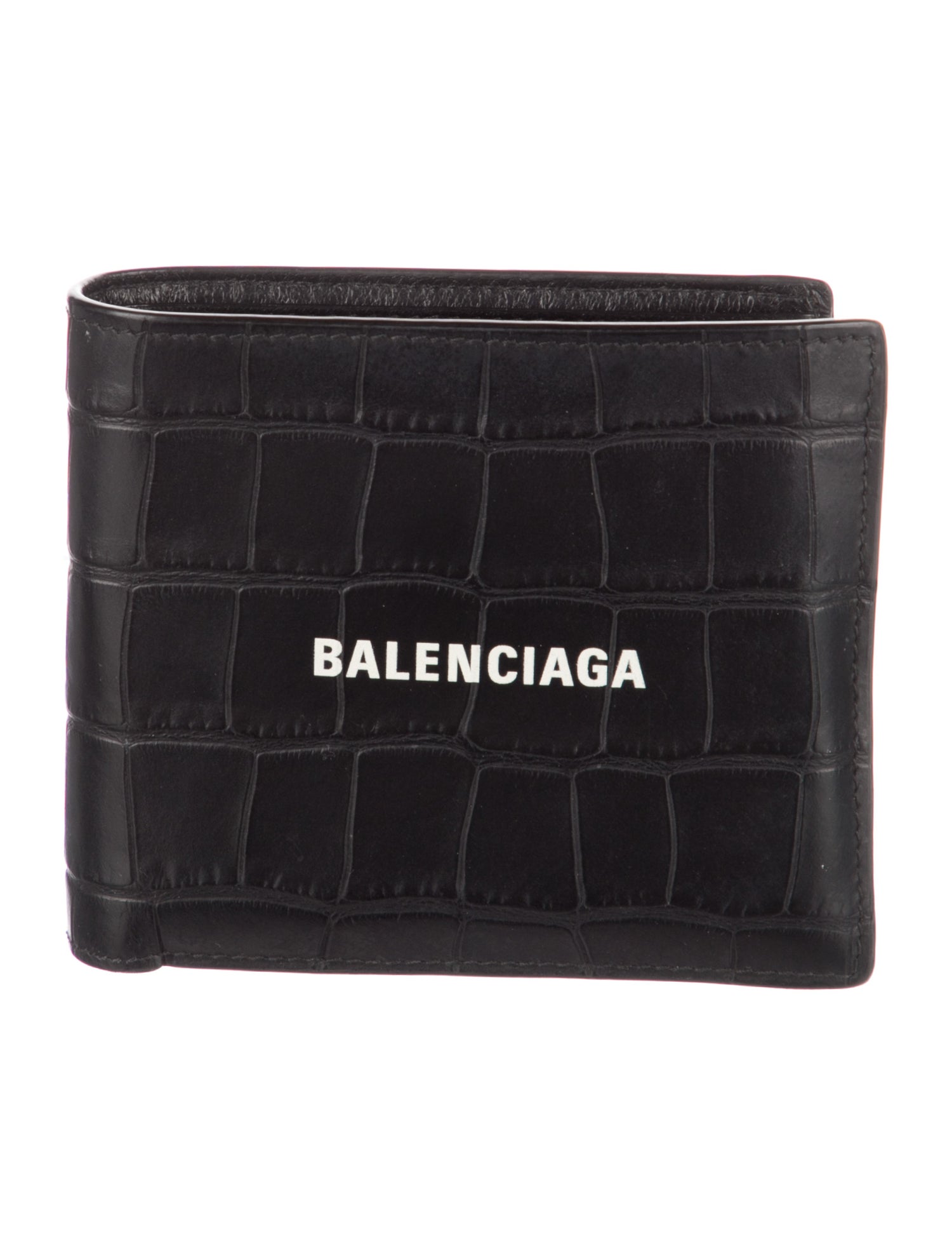 Balenciaga Leather Graphic Print Bifold Wallet