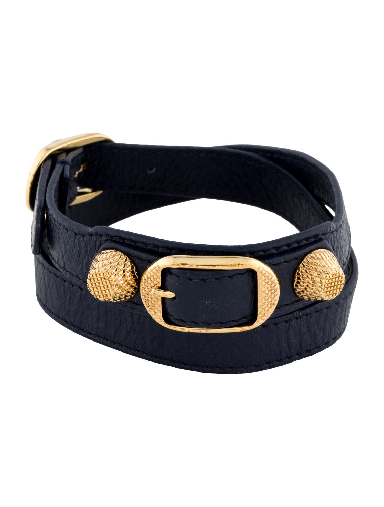 Balenciaga Leather Arena Giant Double Tour Wrap Bracelet