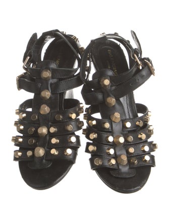 Balenciaga Leather Studded Accents Gladiator Sandals
