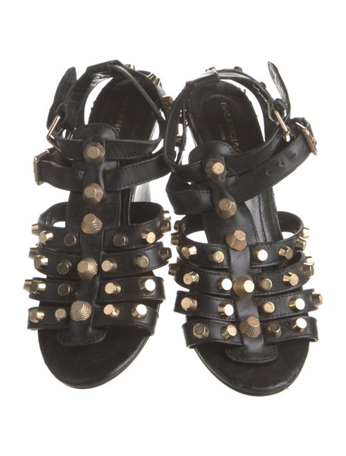 Balenciaga Leather Studded Accents Gladiator Sandals