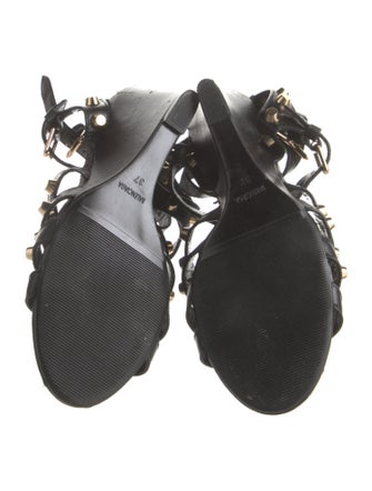 Balenciaga Leather Studded Accents Gladiator Sandals