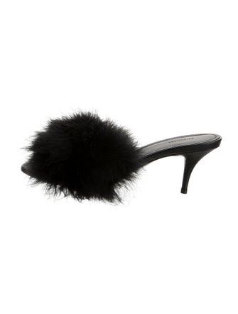 Balenciaga Feather Trim Slides