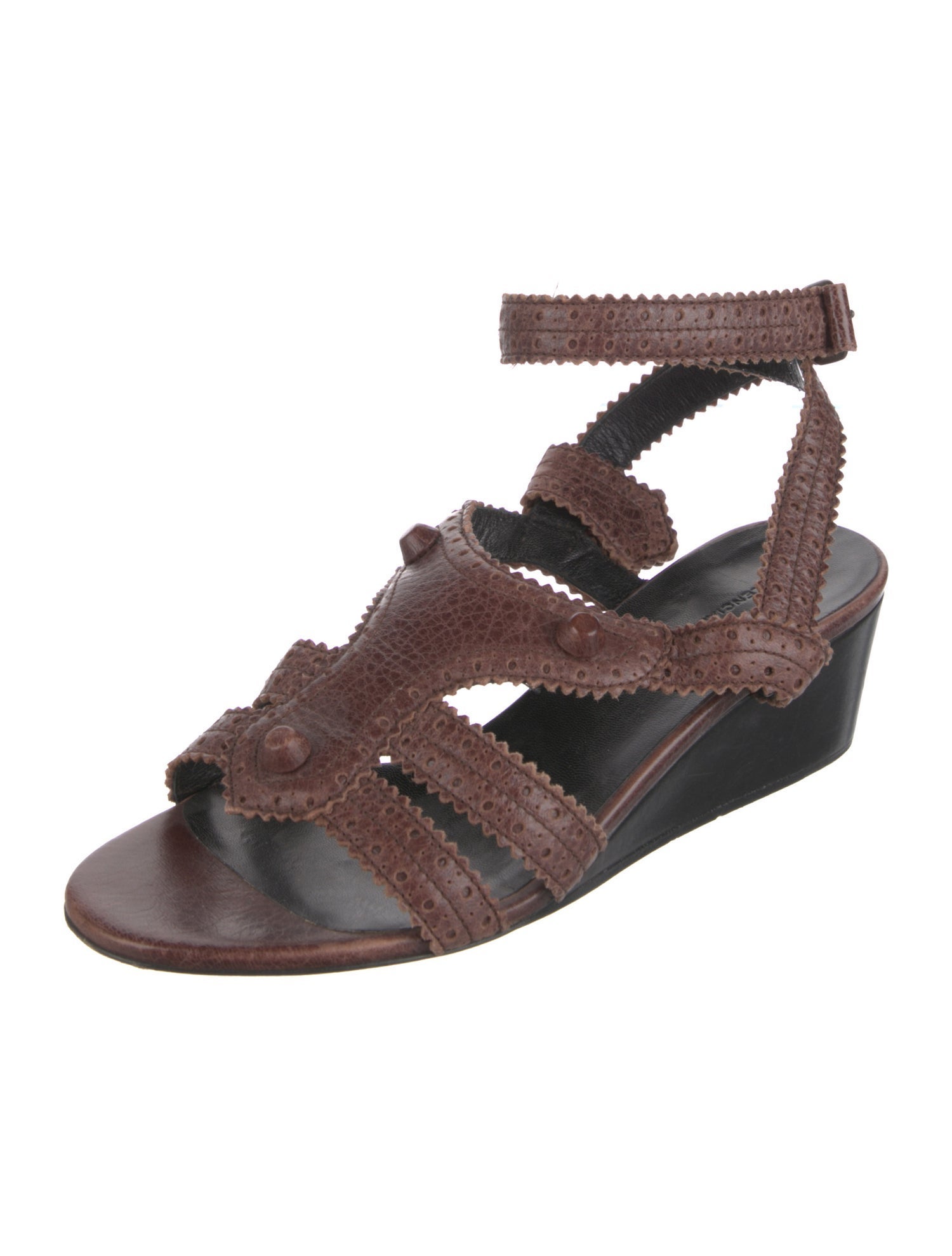 Balenciaga Leather Lasercut Accents Gladiator Sandals