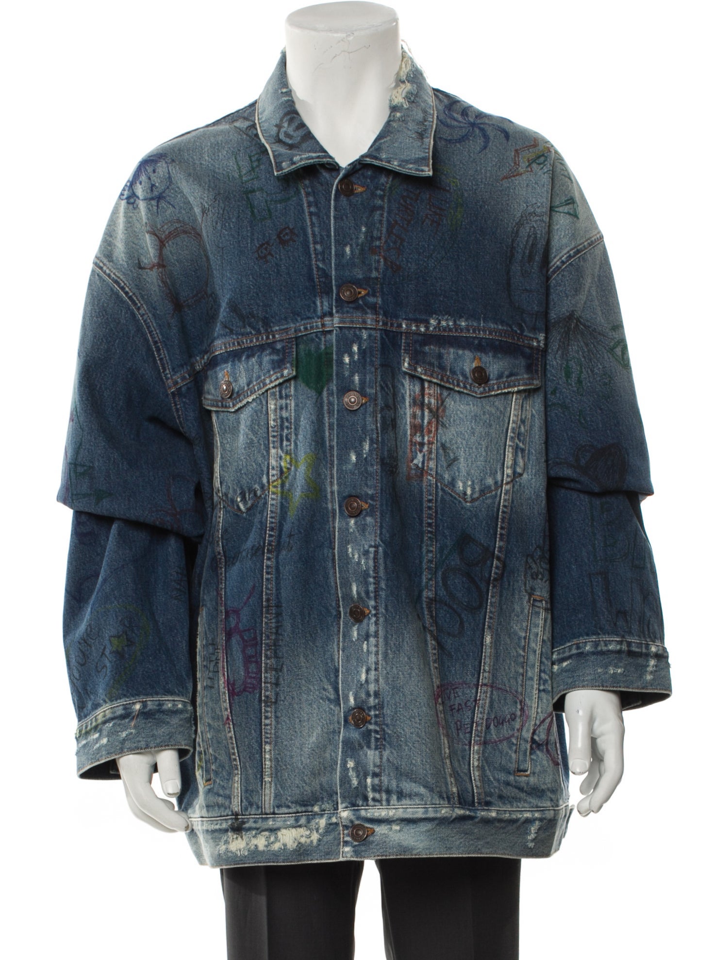 Balenciaga 2021-2022 Graphic Print Denim Jacket