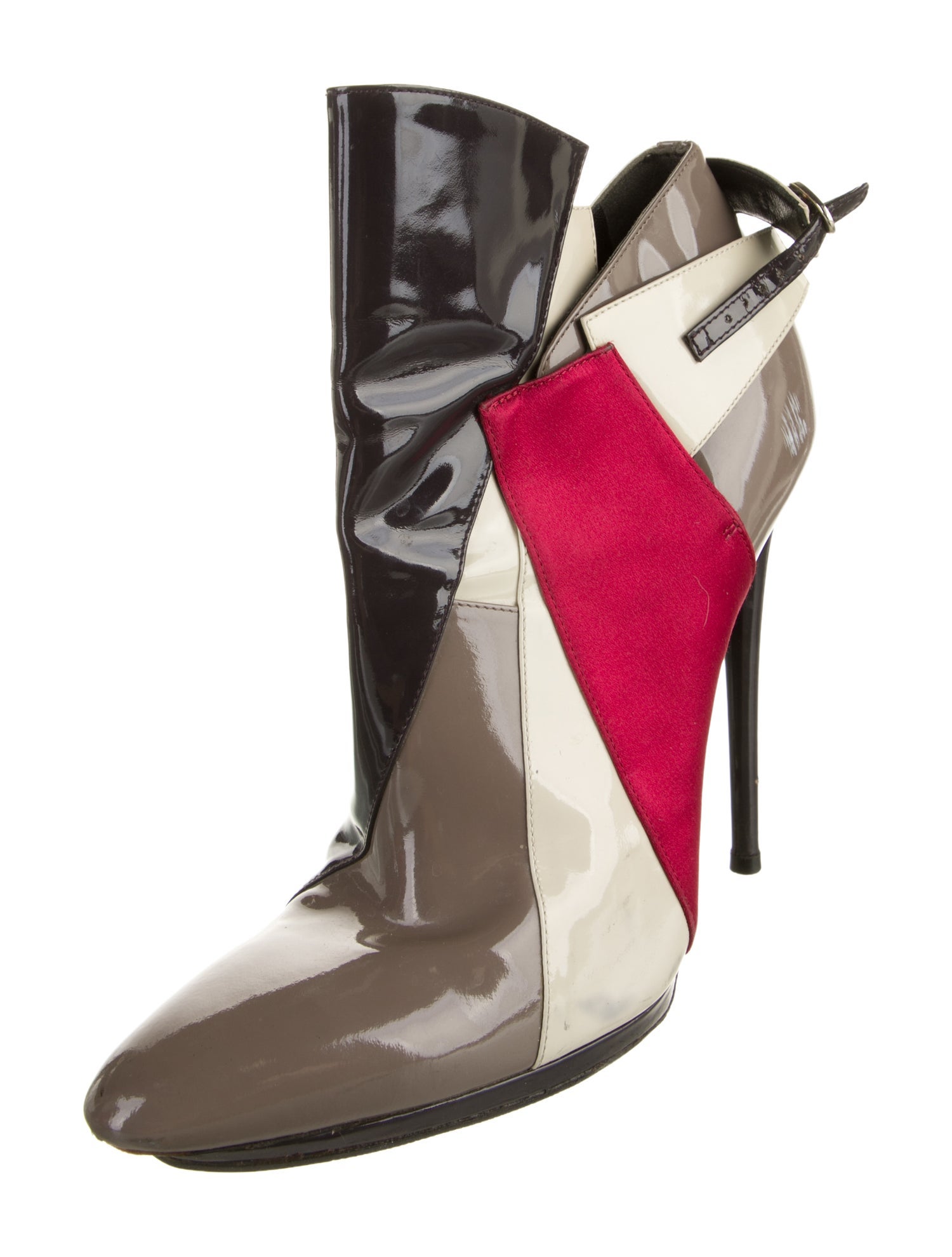 Balenciaga Patent Leather Colorblock Pattern Pumps