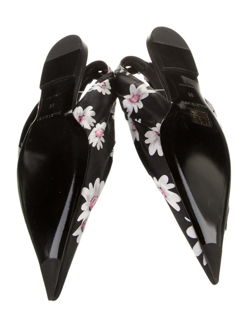 Balenciaga Satin Floral Print Slingback Flats