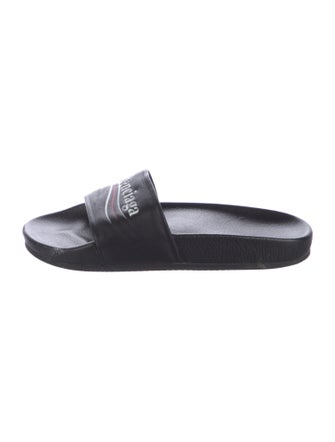 Balenciaga Leather Printed Slides