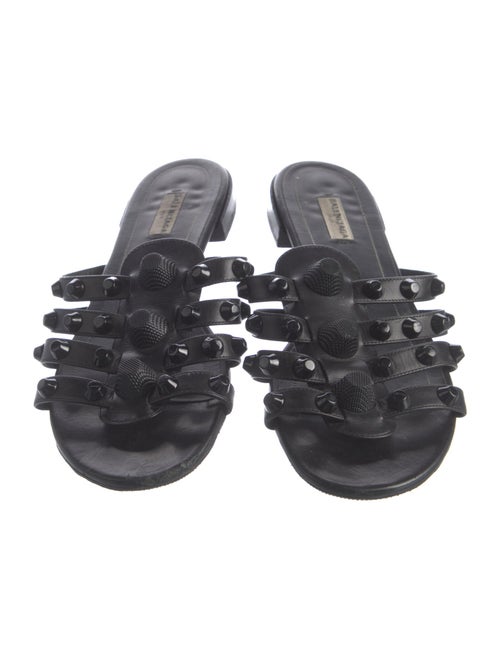 Balenciaga Leather Studded Accents Slides