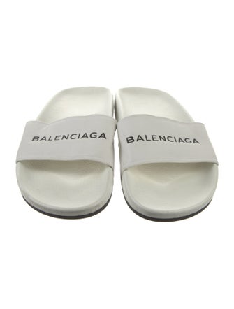 Balenciaga Leather Graphic Print Slides