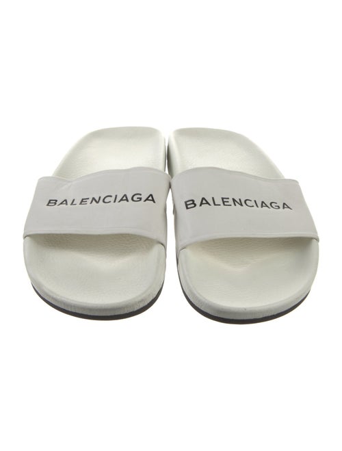 Balenciaga Leather Graphic Print Slides