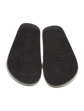 Balenciaga Leather Graphic Print Slides