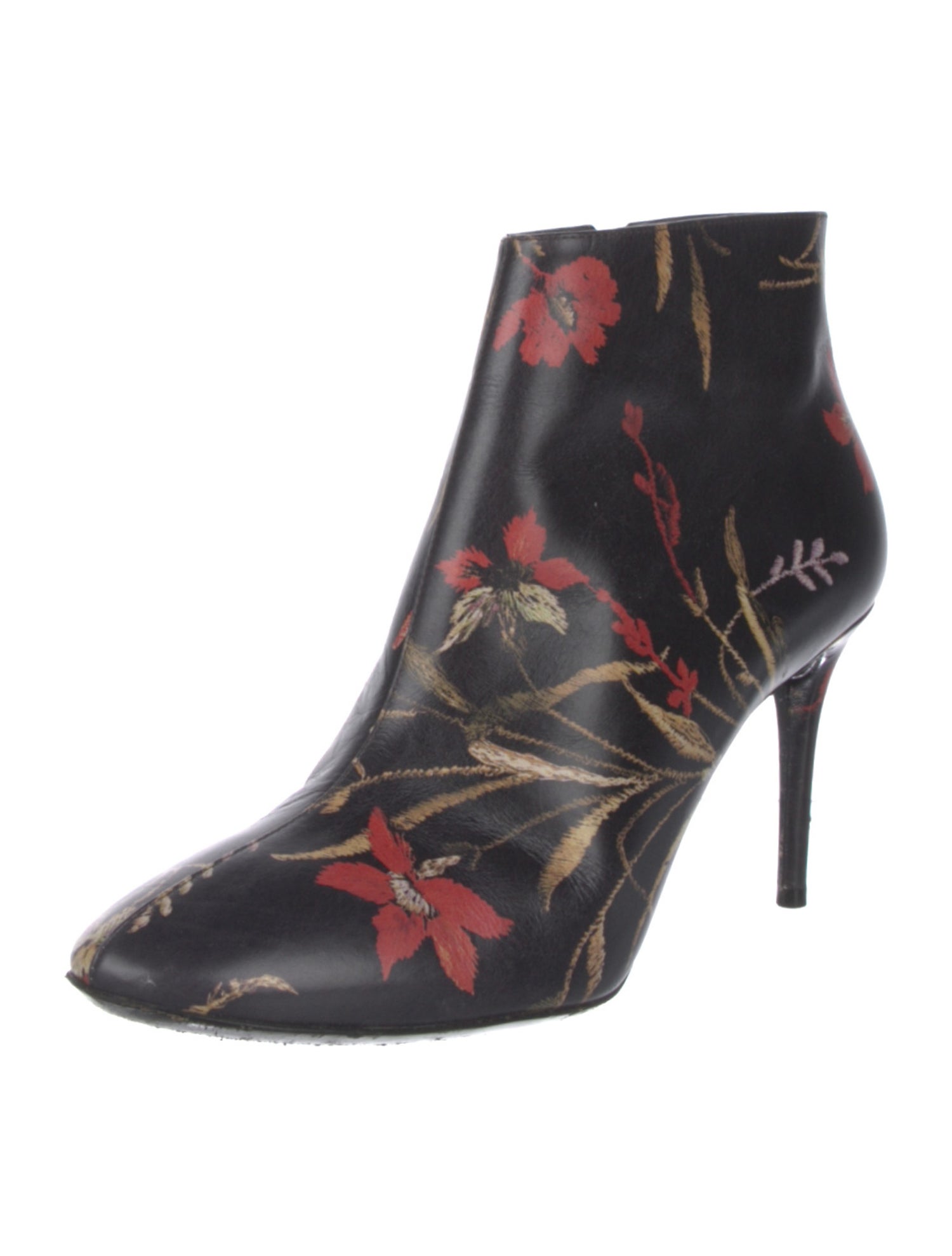 Balenciaga Leather Floral Print Boots