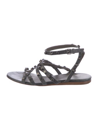 Balenciaga Leather Studded Accents Gladiator Sandals