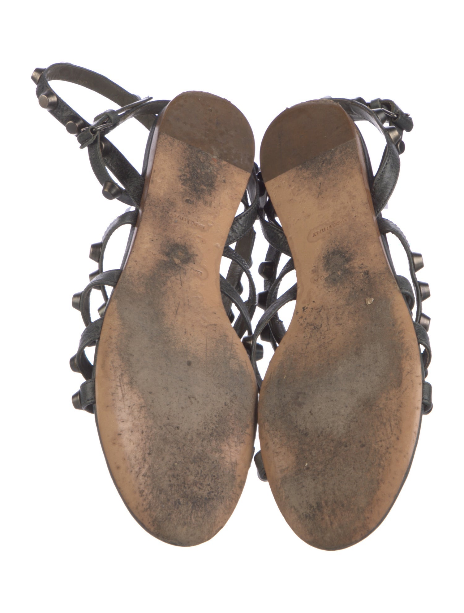 Balenciaga Leather Studded Accents Gladiator Sandals