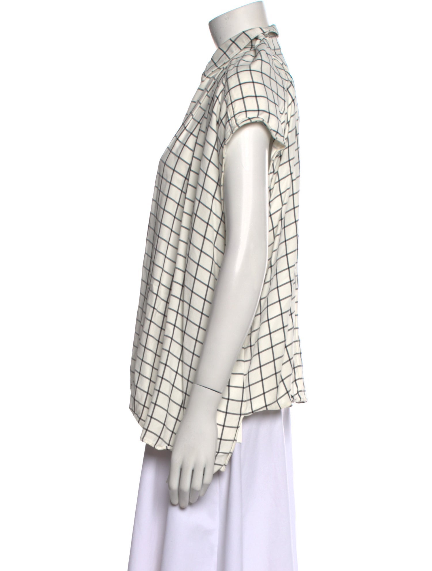 Balenciaga 2018 Plaid Print Button-Up Top