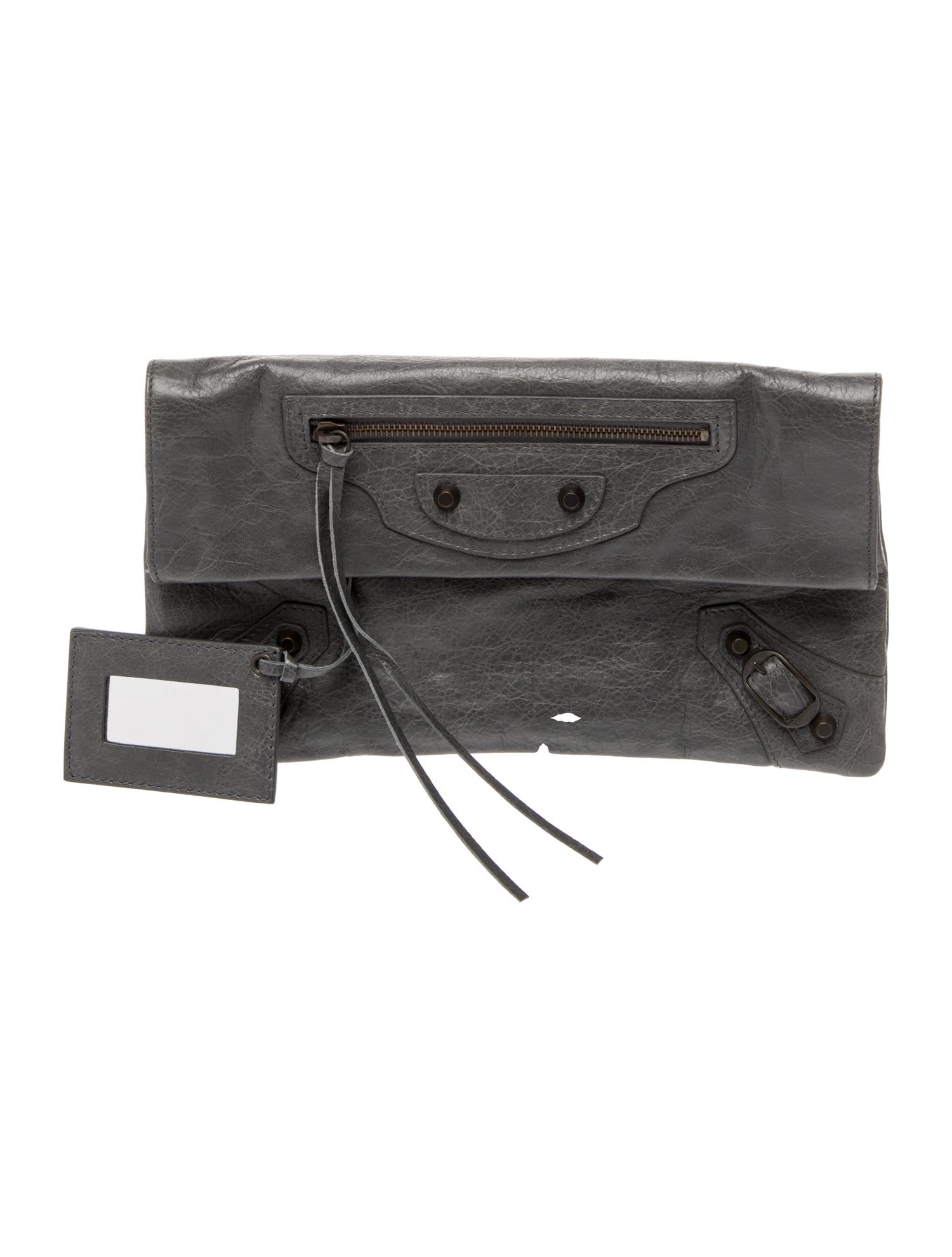 Balenciaga Leather Motocross Classic Envelope Clutch