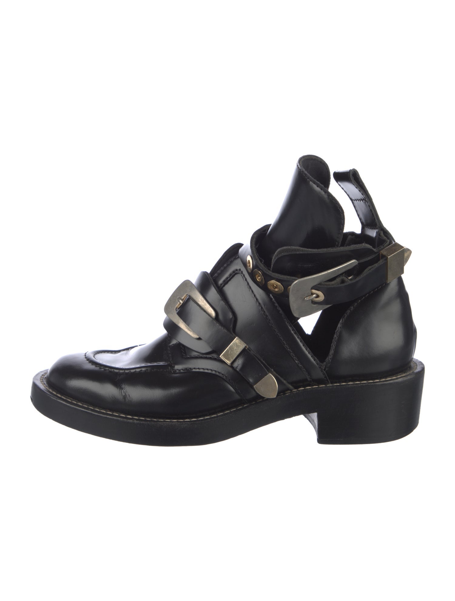 Balenciaga Leather Cutout Accent Boots