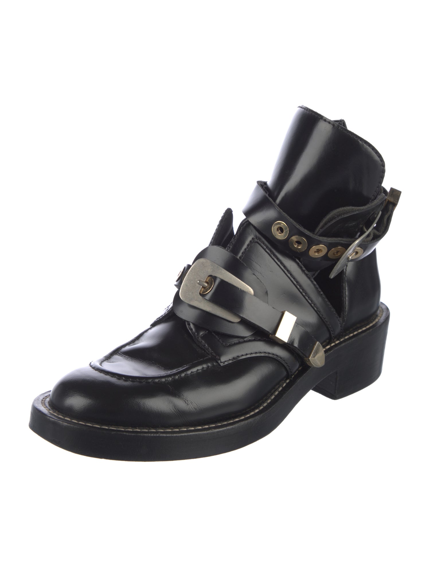 Balenciaga Leather Cutout Accent Boots