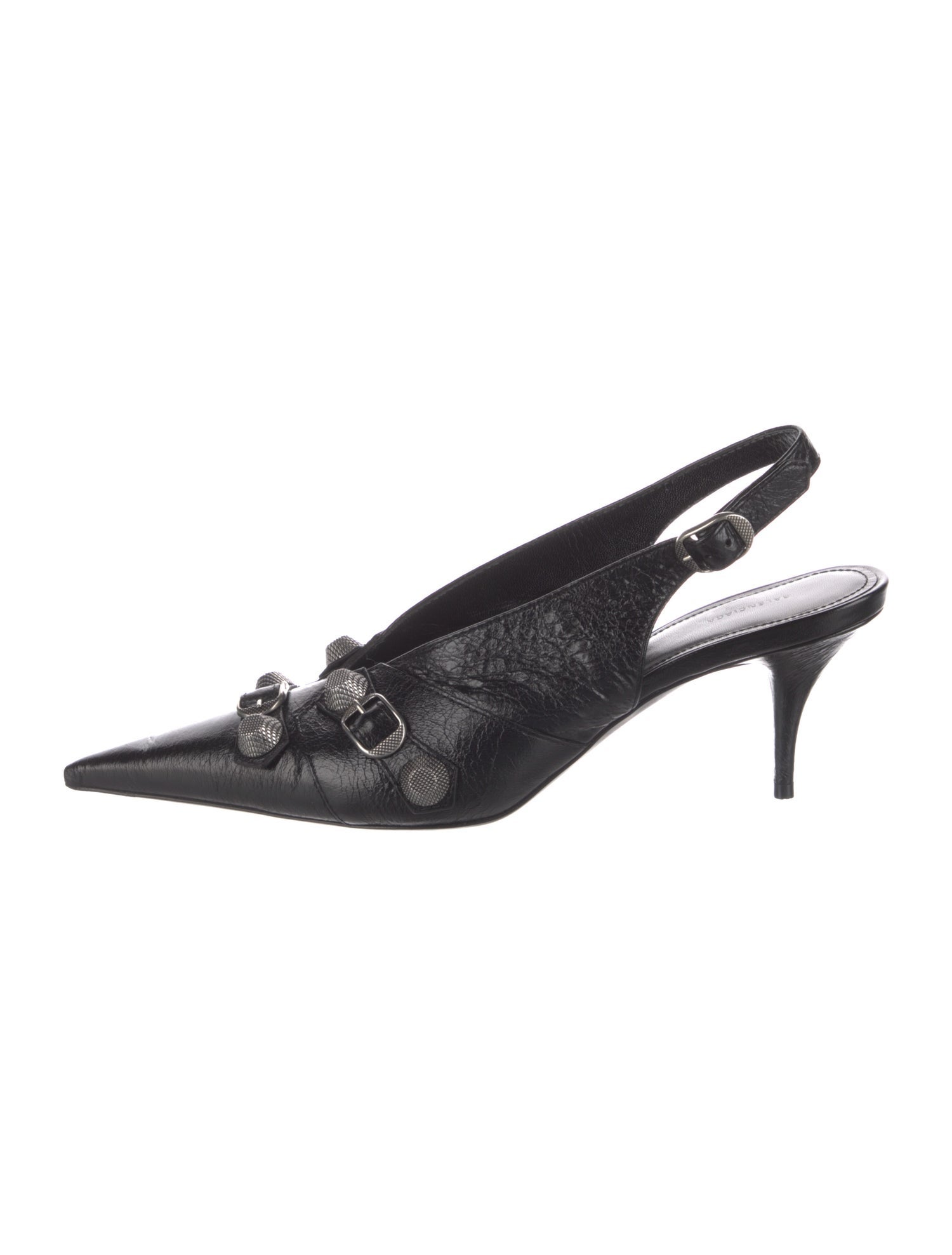 Balenciaga Leather Studded Accents Slingback Flats