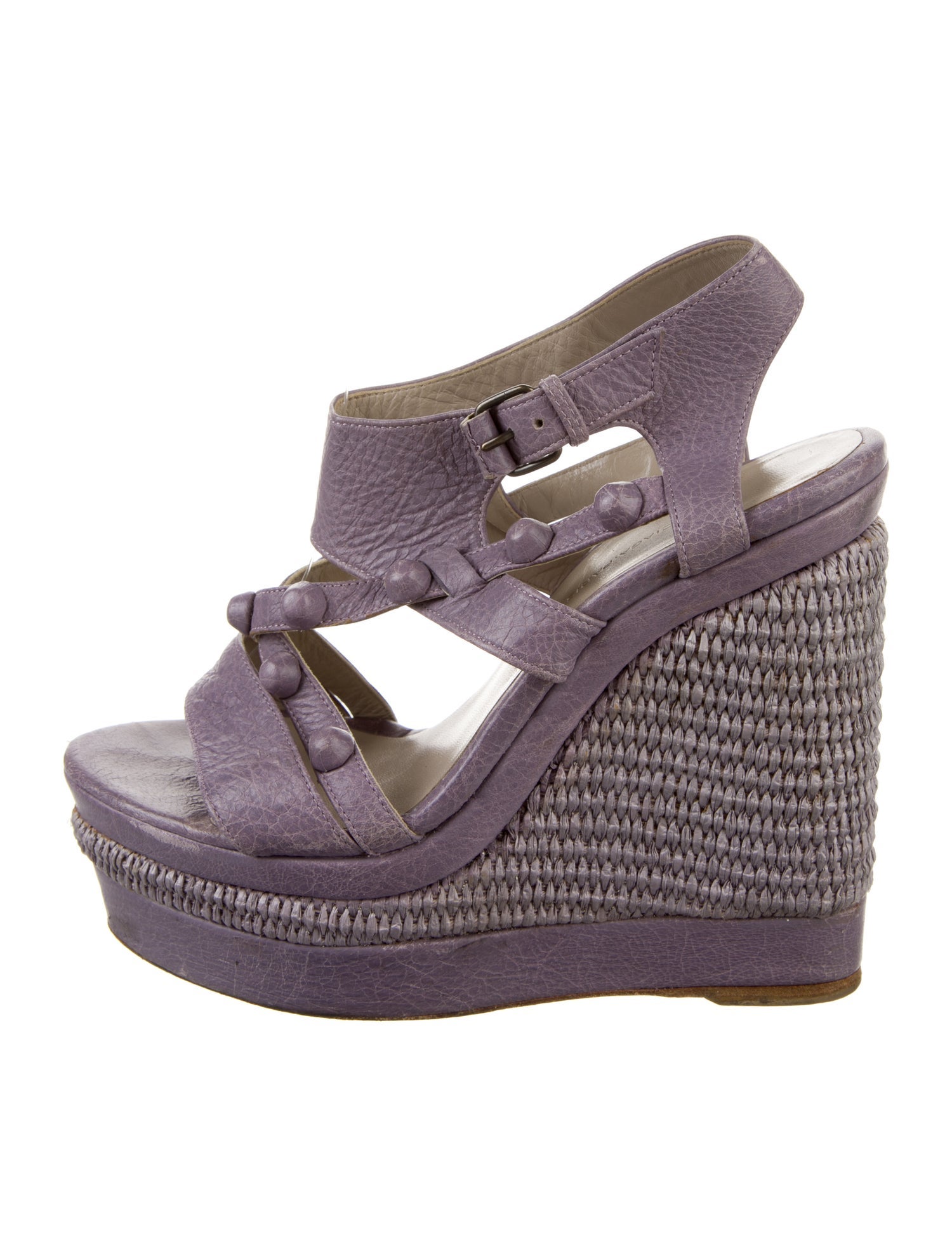 Purple Balenciaga Wedge Shoes Balenciaga Leather Espadrilles