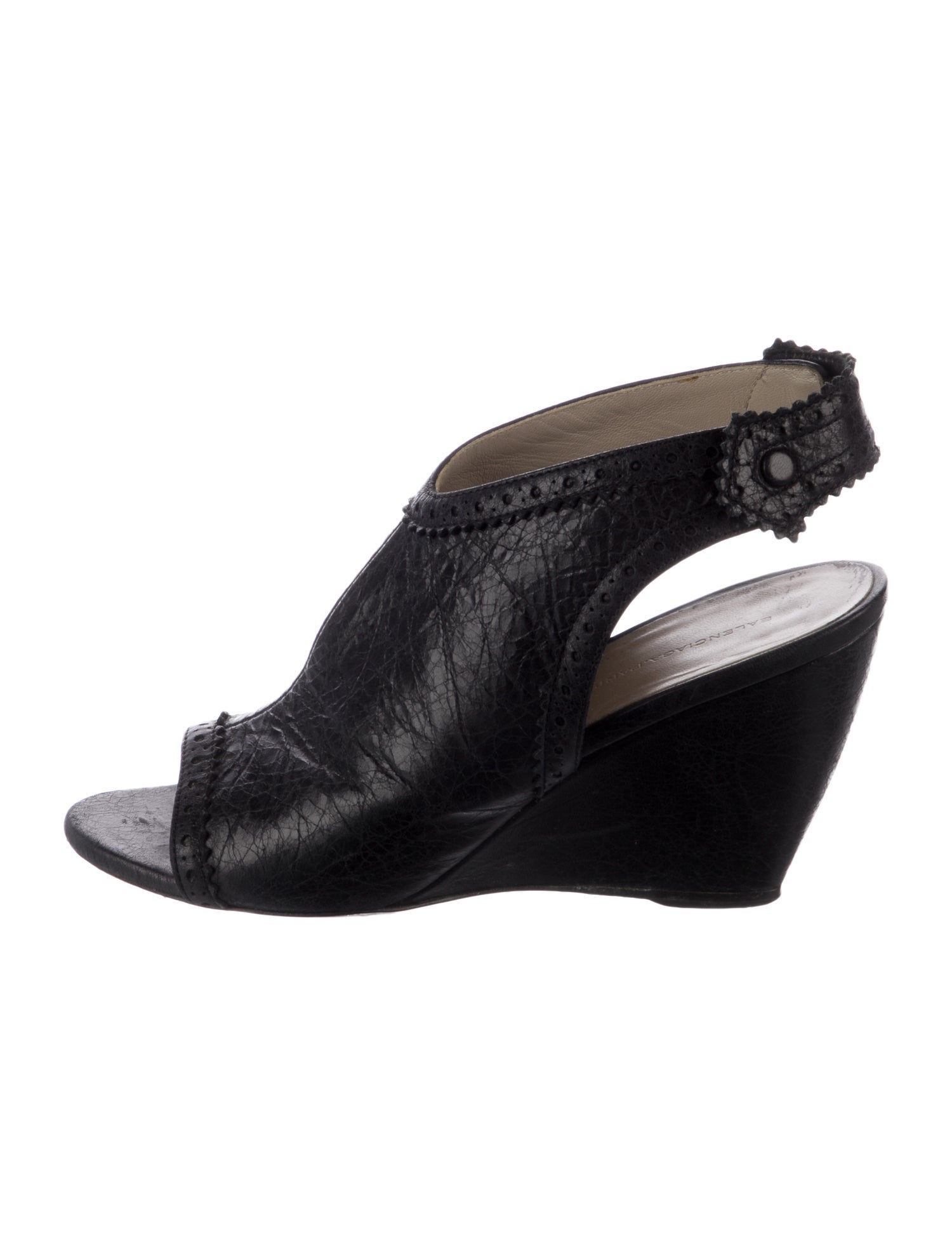 Balenciaga Leather Cutout Accent Slingback Pumps