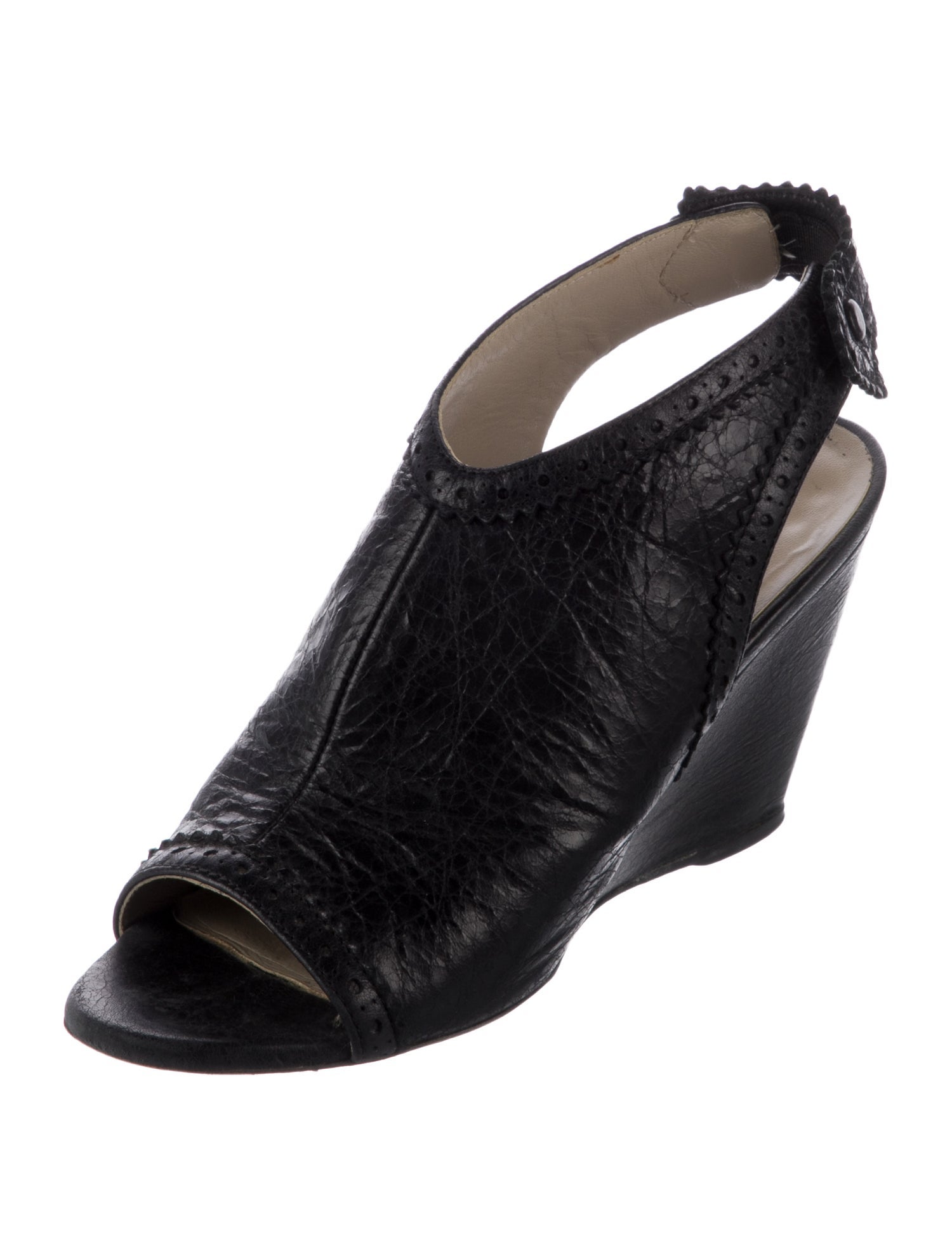 Balenciaga Leather Cutout Accent Slingback Pumps