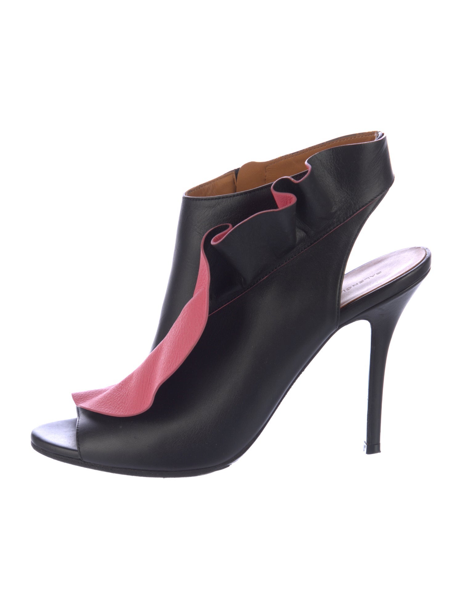 Balenciaga Leather Ruffle Embellishment T-Strap Pumps