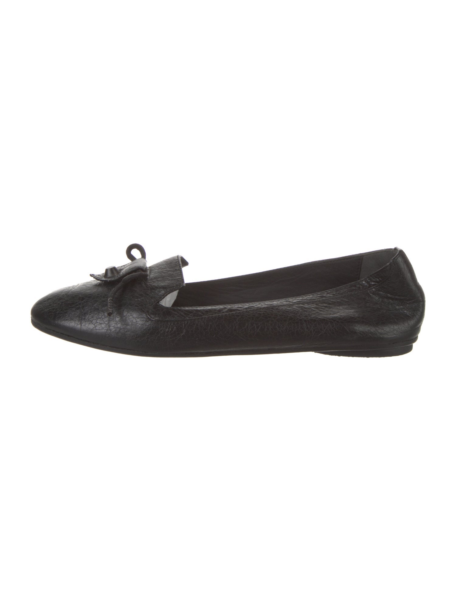 Balenciaga Leather Bow Accents Ballet Flats