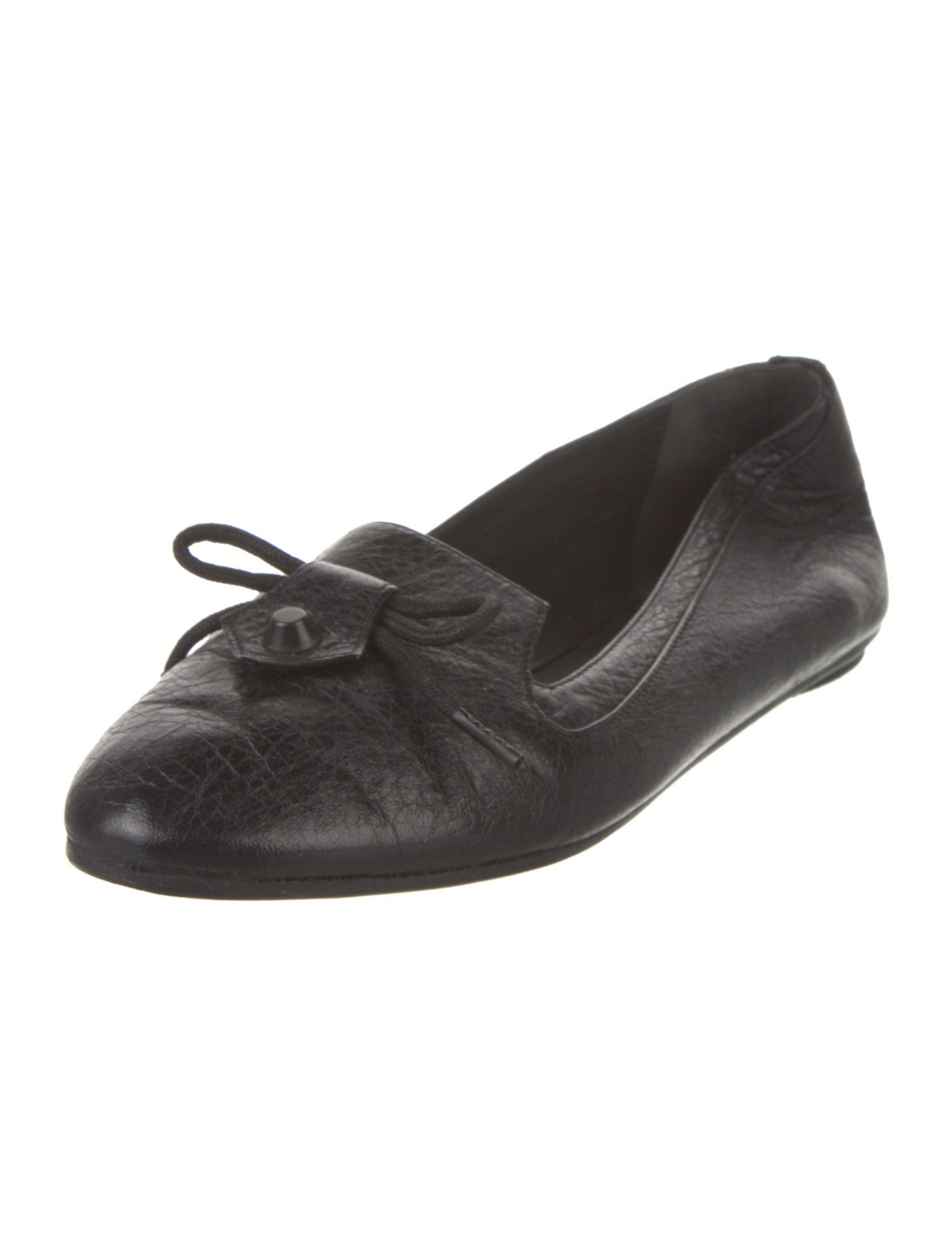 Balenciaga Leather Bow Accents Ballet Flats