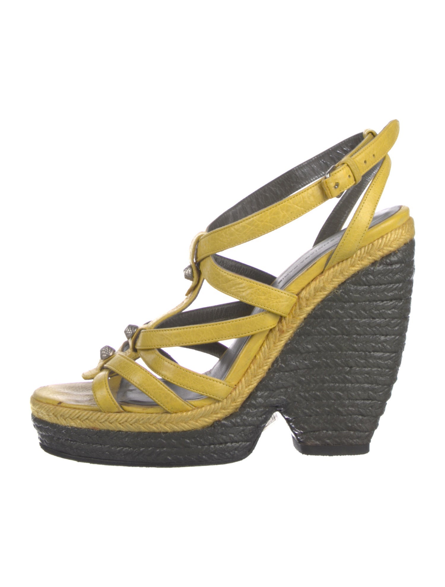 Balenciaga Leather Colorblock Pattern Espadrilles