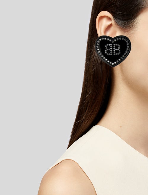 Balenciaga Crystal & Resin Crush BB Stud Earrings